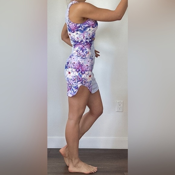 LF Rumor Boutique Floral Rose Cutout Bodycon Mini Dress Purple Size Medium - Picture 5 of 11